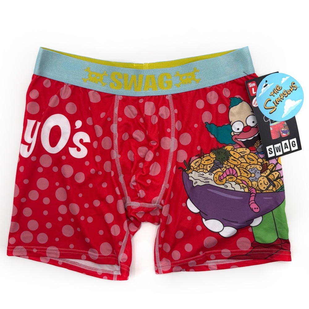 The Simpsons Swag Boxer Briefs Mens Large Underwear Krusty the Clown Cereal Red